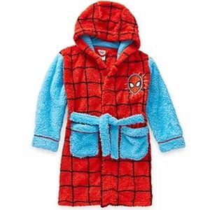 Disney Collection Mid Length Long Sleeve Spider-Man Hooded Robe 4yr